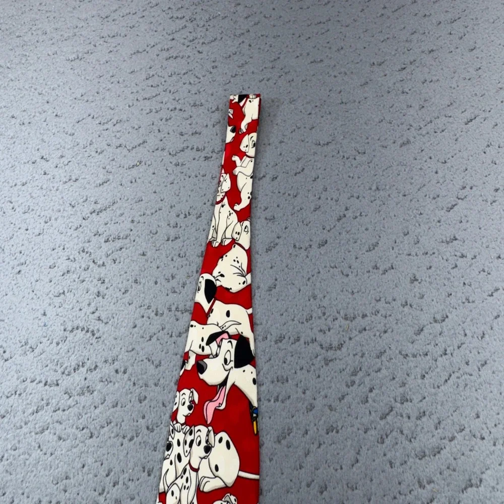 Mickey Inc Tie Disney 101 Dalmatians Silk Red Puppy Dogs Fun Cartoon Novelty Vtg